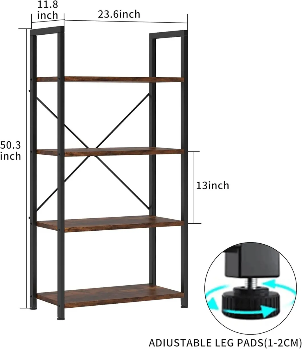 4-Tier Bookshelf 24 inch Wood Bookcase with Open - Image 2