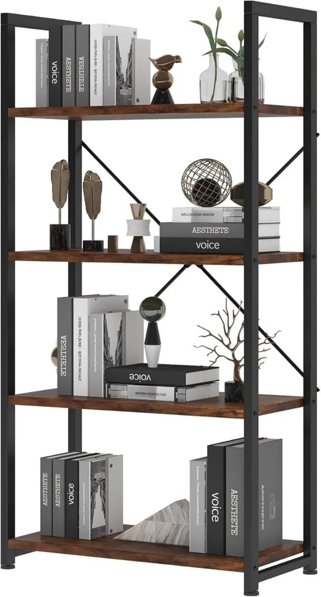 4-Tier Bookshelf 24 inch Wood Bookcase with Open - Image 4