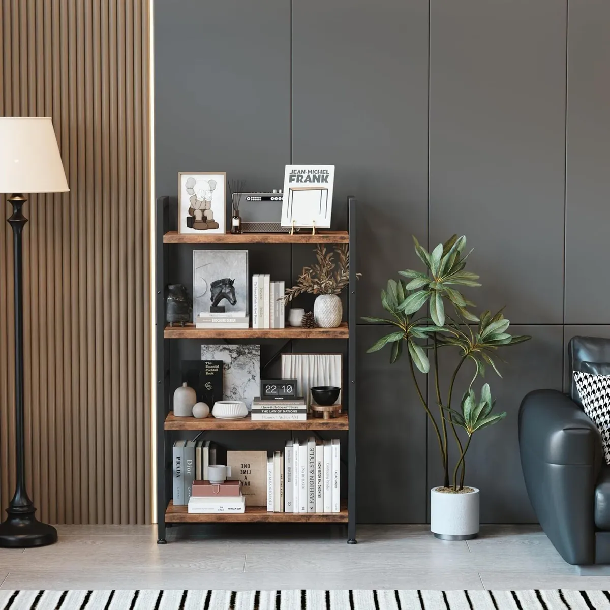 4-Tier Bookshelf 24 inch Wood Bookcase with Open - Image 3