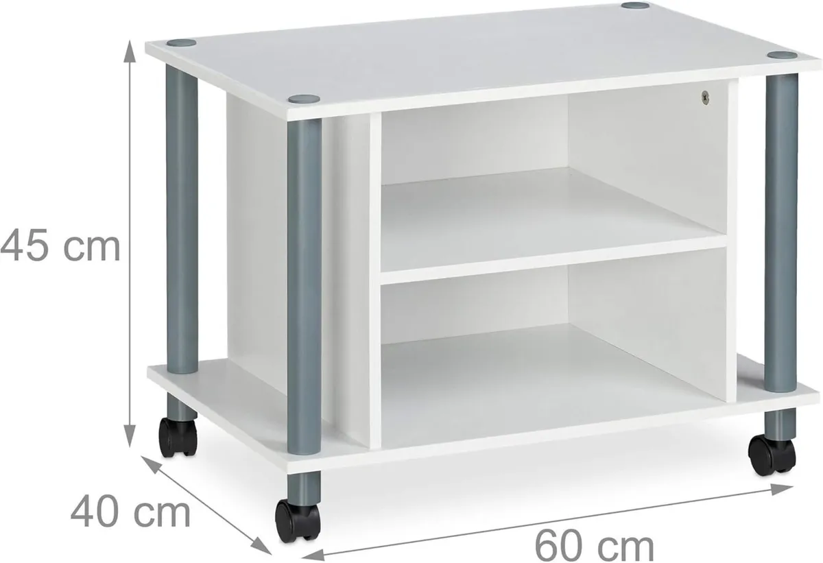 TV Stand on Castors 2 Compartments Rack Mobile - Image 3