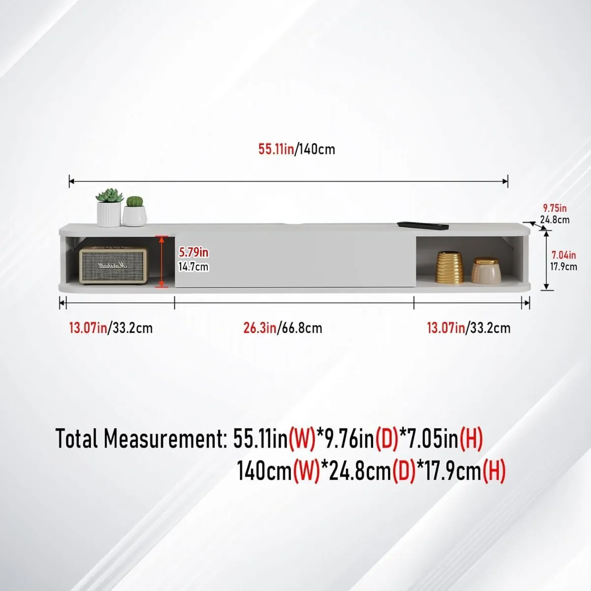 Floating TV Shelf Wall Mounted Cabinet Shelves - Image 2