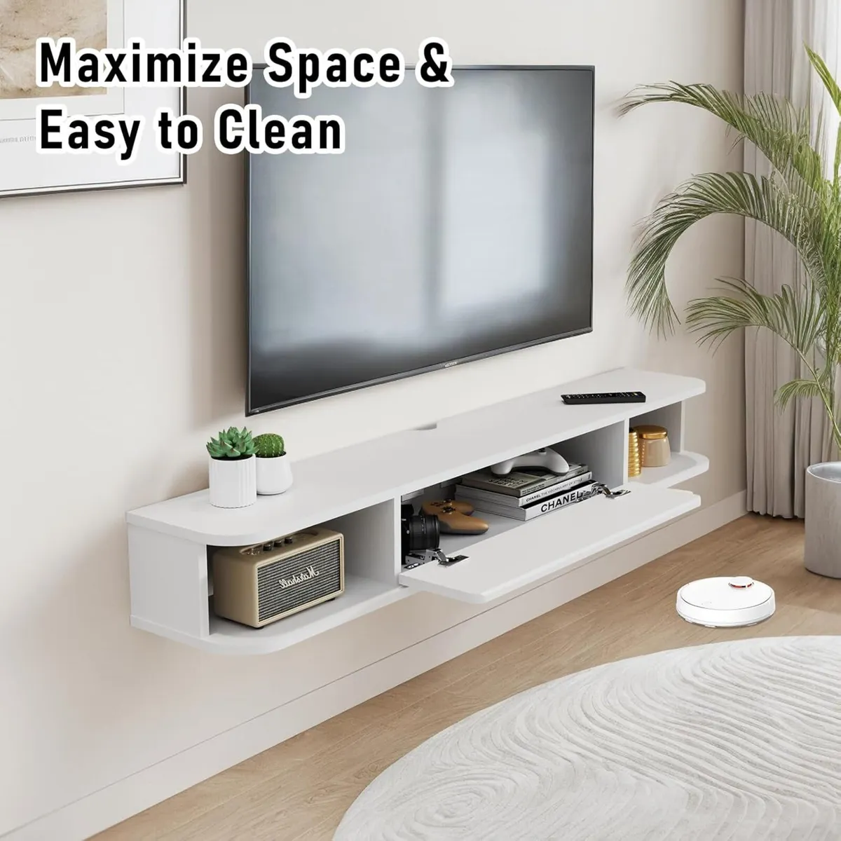 Floating TV Shelf Wall Mounted Cabinet Shelves - Image 3