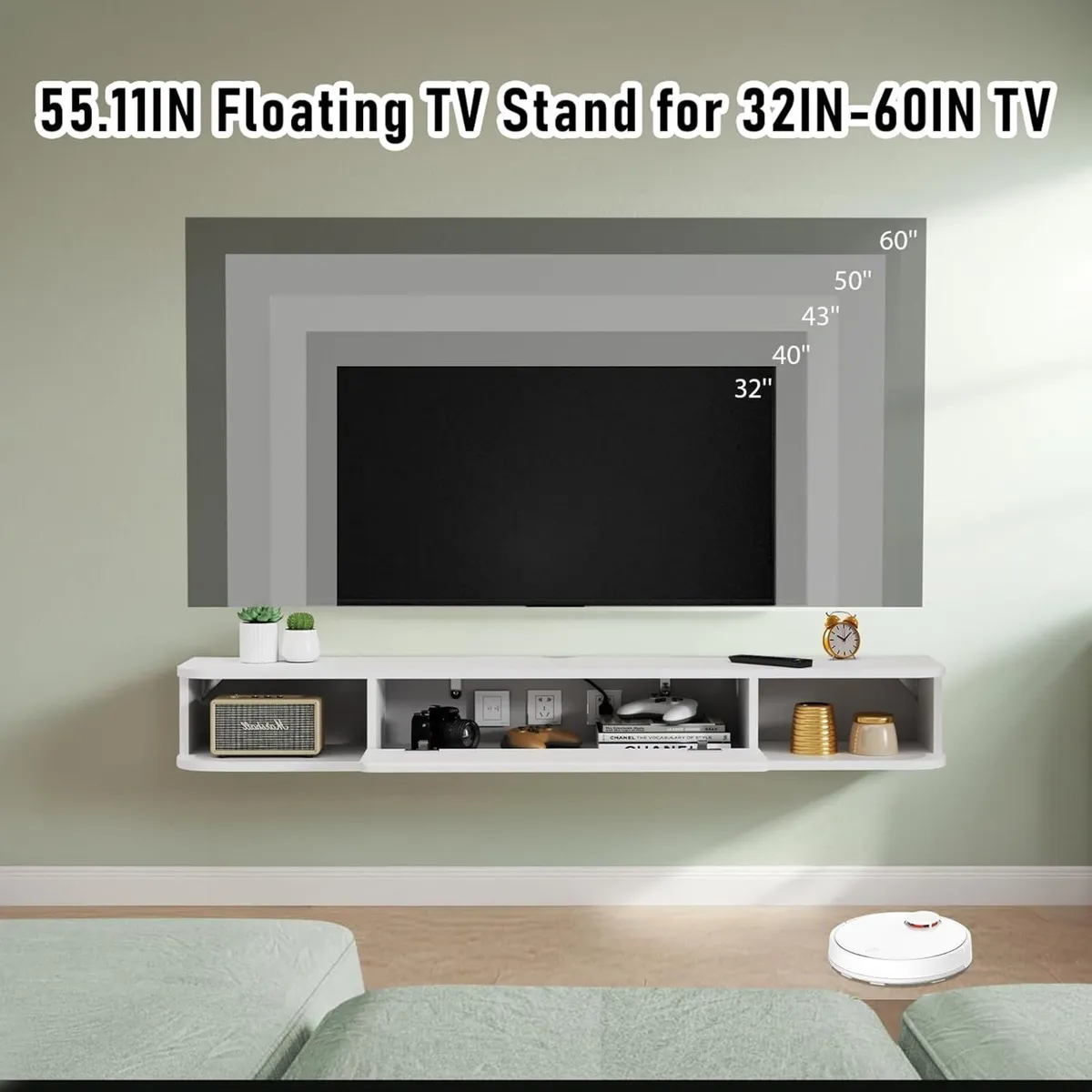 Floating TV Shelf Wall Mounted Cabinet Shelves - Image 4