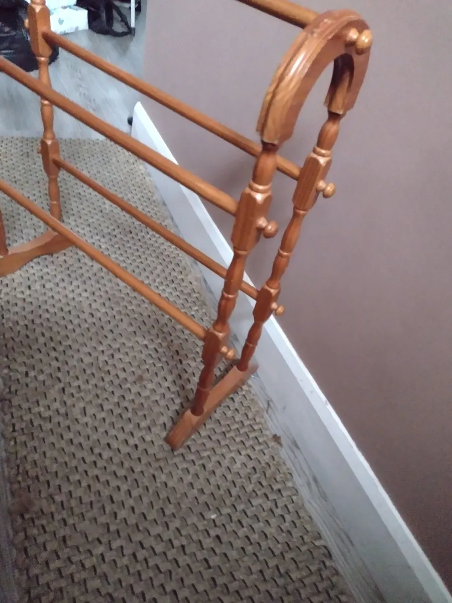 Tall Vintage wooden towel rail - Image 2