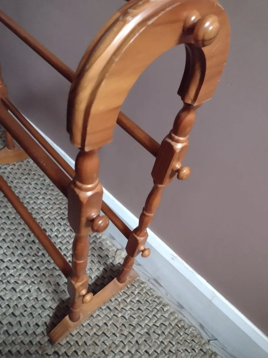 Tall Vintage wooden towel rail - Image 1