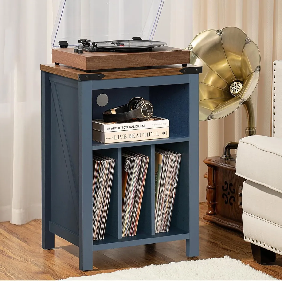 Record Player Stand with Vinyl Storage Large - Image 4