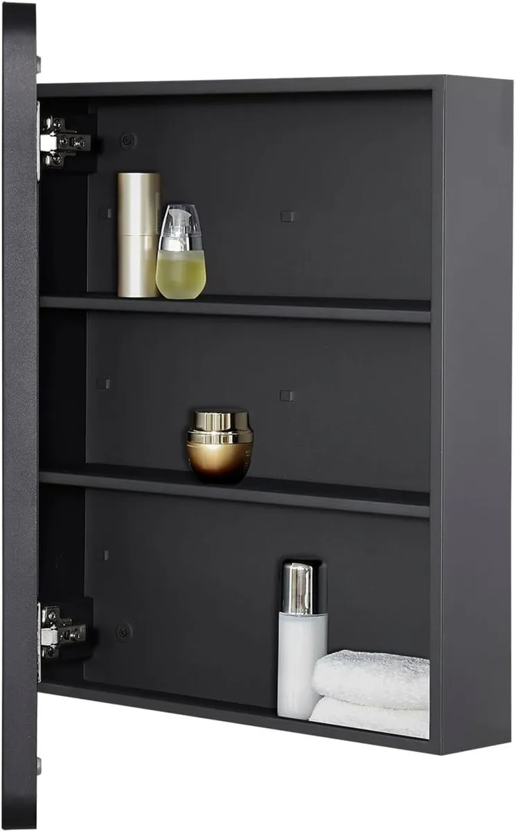 Steel Bathroom Mirror Cabinet with Storage - - Image 3