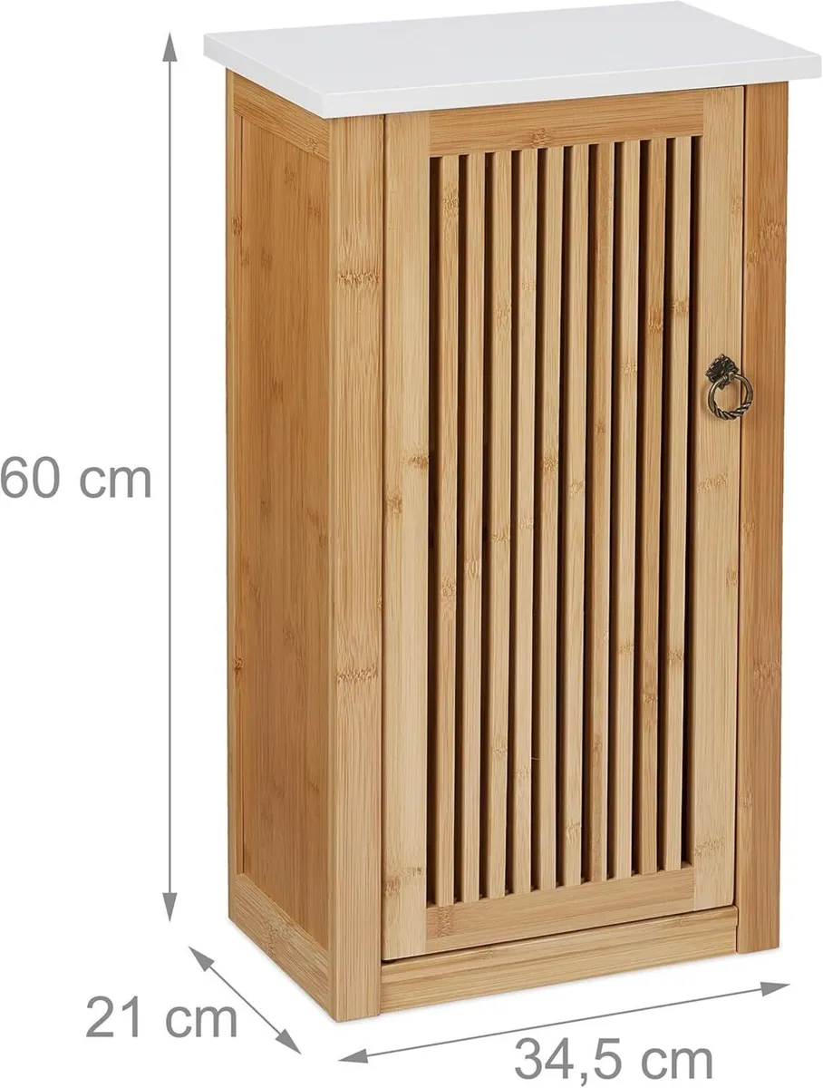 Bathroom Cabinet Wall Mounted Wooden Bamboo - Image 3