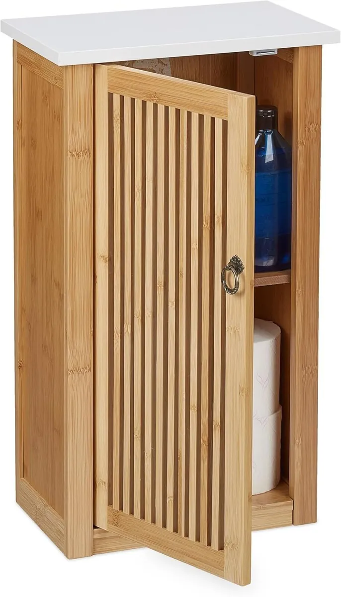 Bathroom Cabinet Wall Mounted Wooden Bamboo - Image 1
