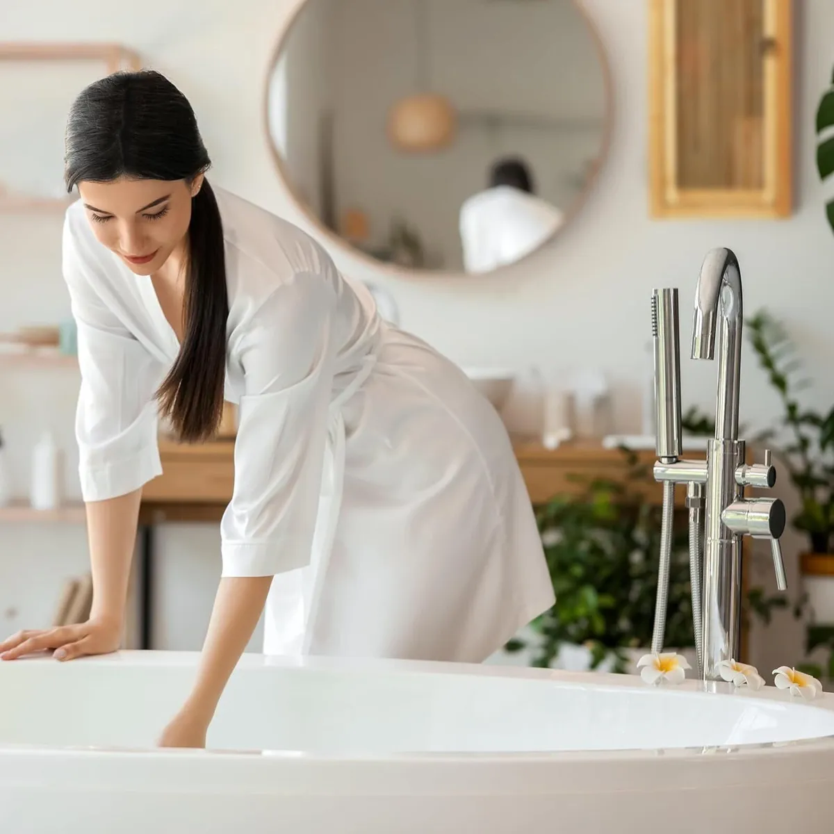 Bathroom Cabinet Wall Mounted Wooden Bamboo - Image 4
