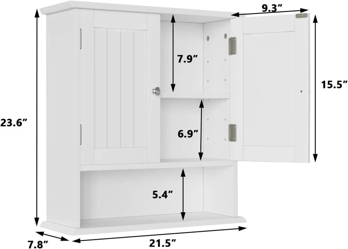 White Bathroom Cabinet Wall Mounted Small - Image 3
