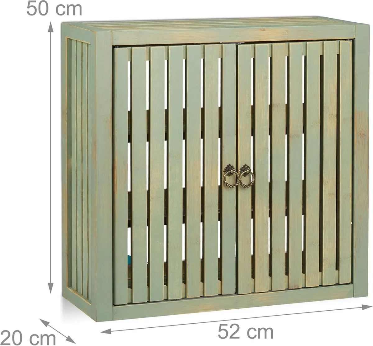 Wall Cabinet Vintage Bamboo 2 Doors Magnet Latch - Image 3