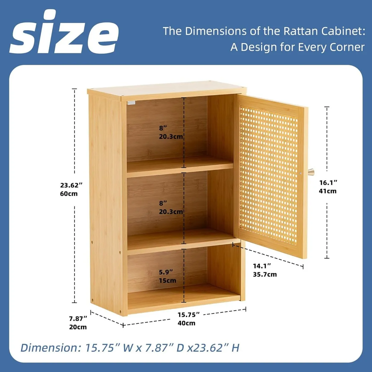 Bathroom Wall Cabinet Rattan Medicine Bamboo - Image 3