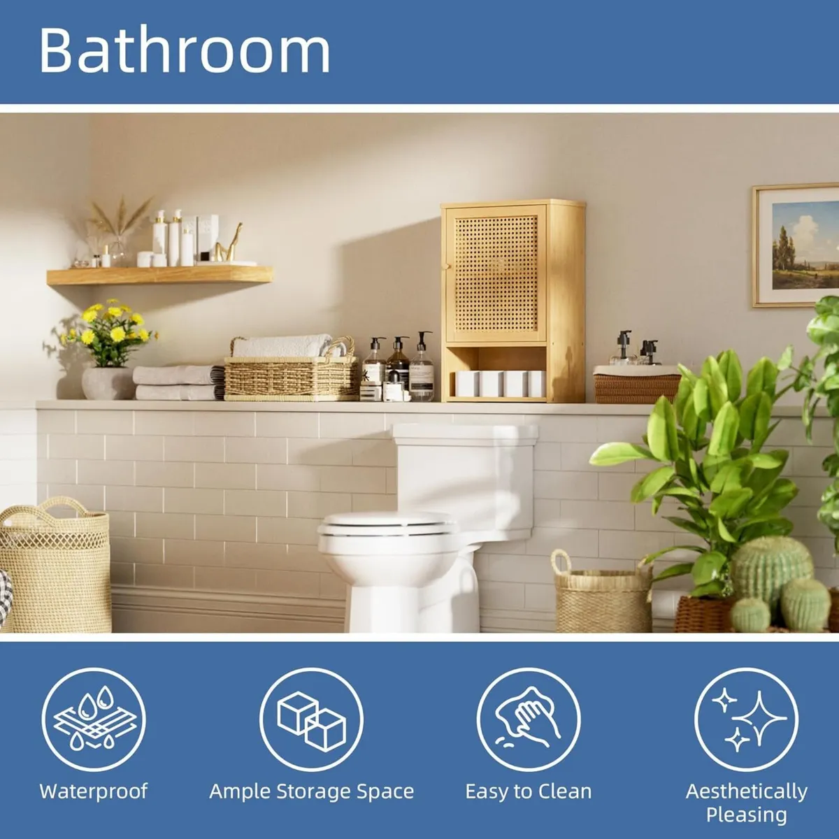 Bathroom Wall Cabinet Rattan Medicine Bamboo - Image 4