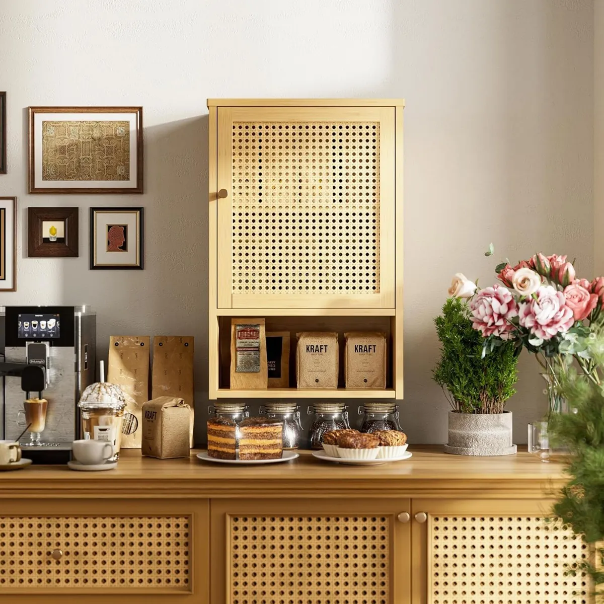 Bathroom Wall Cabinet Rattan Medicine Bamboo - Image 2