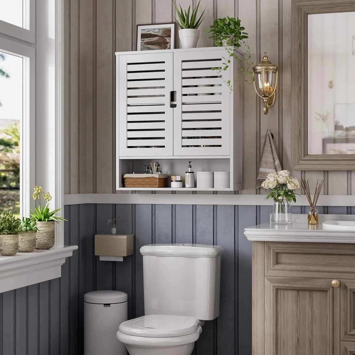 Bathroom Cabinet Wall Mounted Bamboo Over-The-Toil - Image 2