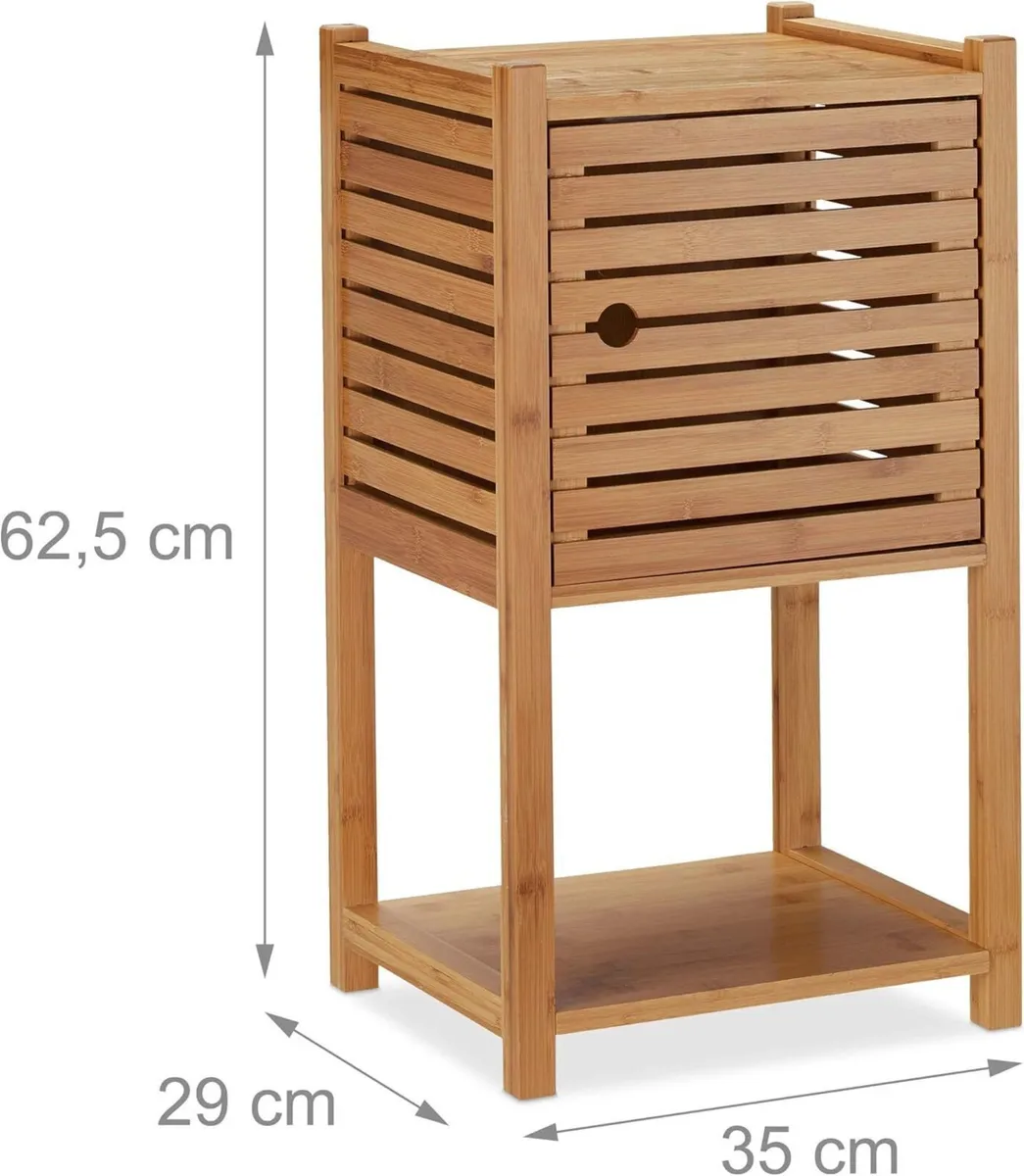 Bamboo Bathroom Cabinet 2 Tiers 1 Door Compartment - Image 3