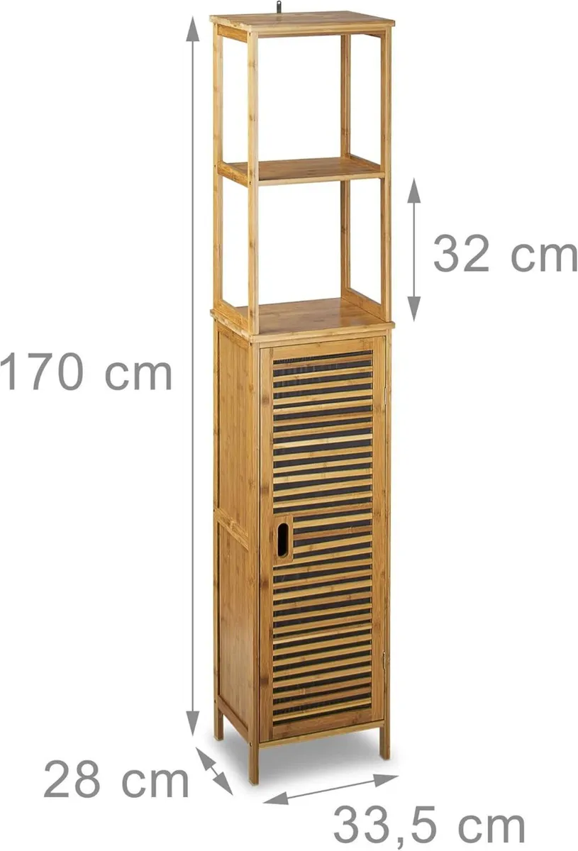 Bathroom Bamboo Cabinet 170 x 33.5 28 cm Cupboard - Image 3
