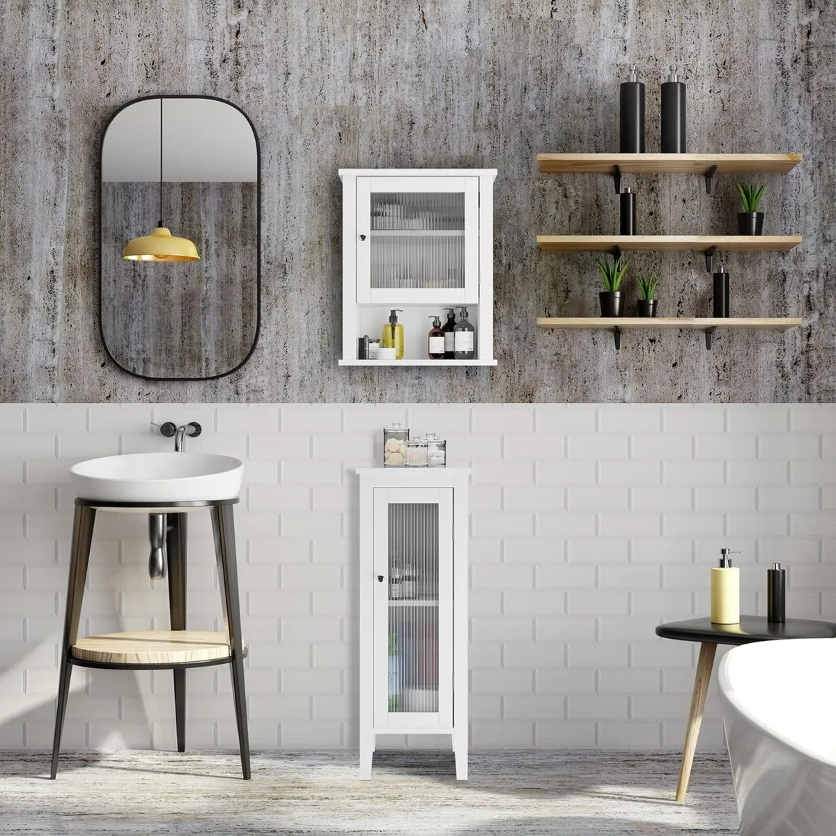 Bathroom Wall Cabinet 3 Shelves Door with Acrylic - Image 4