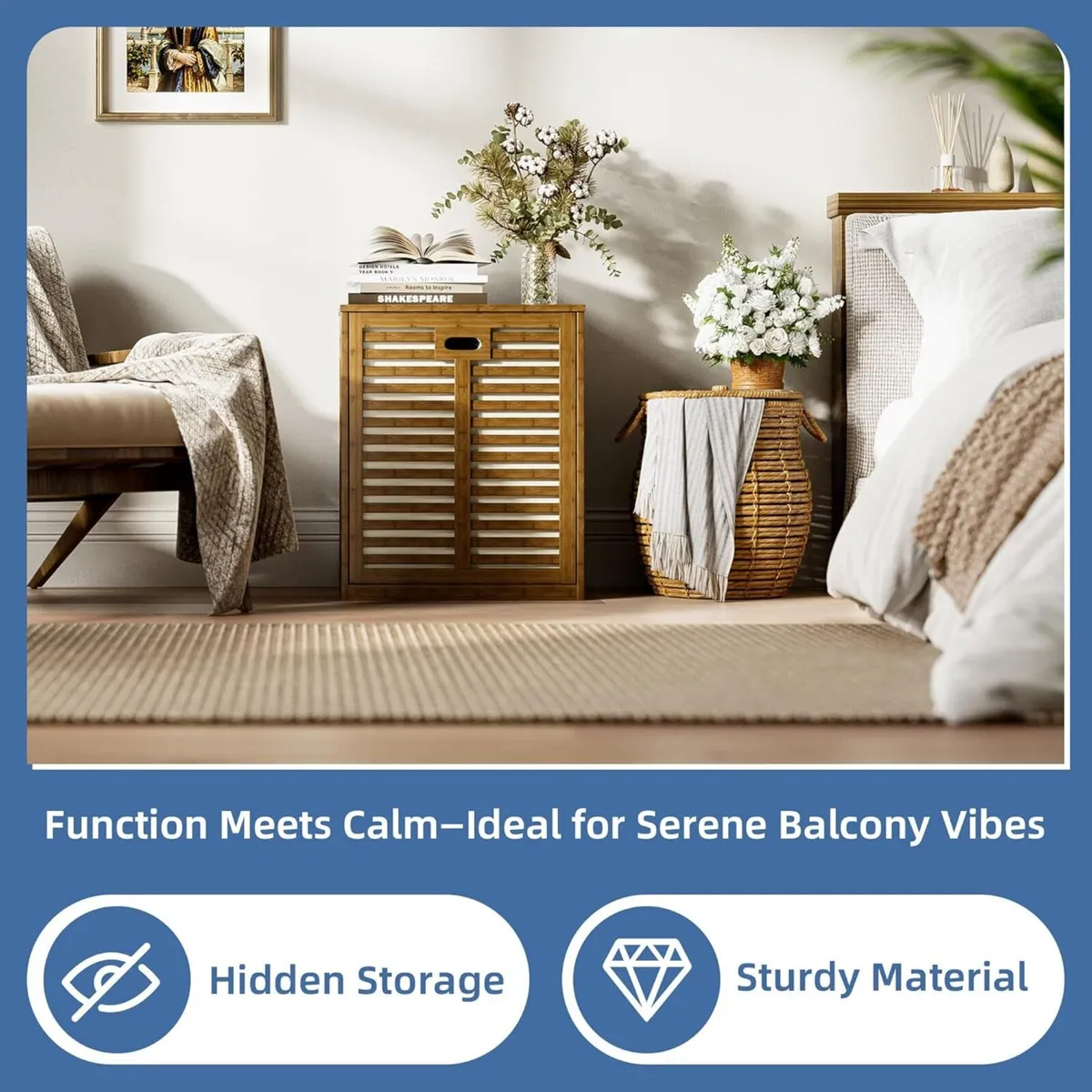 Bamboo Tilt Out Laundry Hamper Bathroom Storage - Image 4