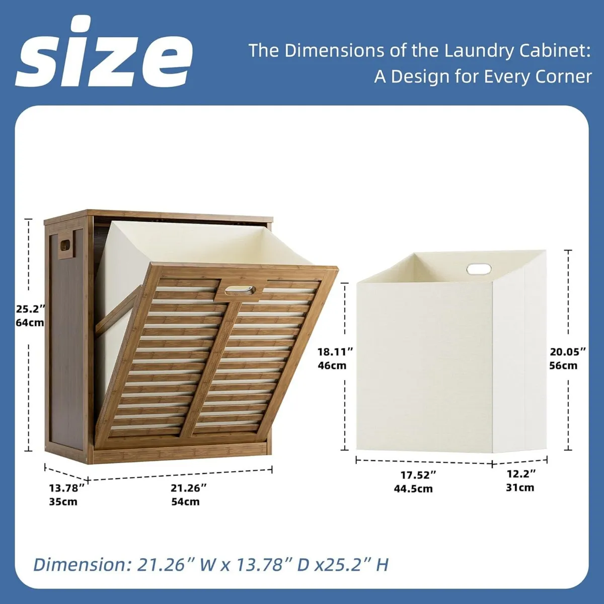 Bamboo Tilt Out Laundry Hamper Bathroom Storage - Image 3