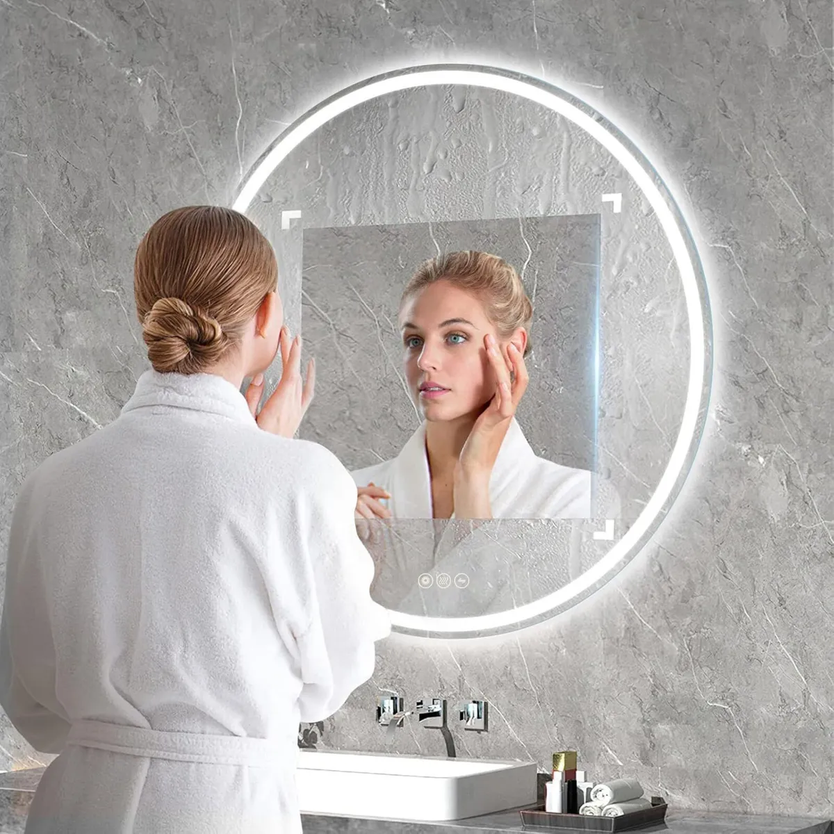 500mm Round Bathroom LED Mirror Illuminated - Image 2