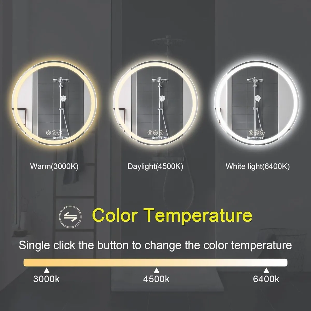 500mm Round Bathroom LED Mirror Illuminated - Image 4