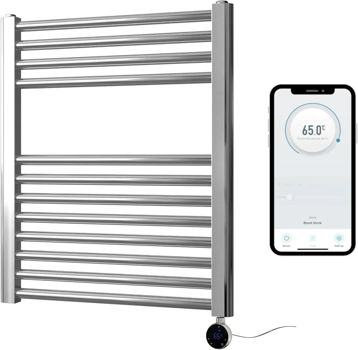 Chrome Electric Smart WiFi Controlled Heated - Image 1