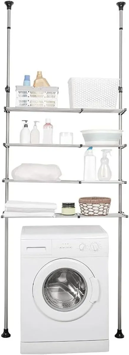 4-Tier Expandable Laundry Shelf Over Toilet - Image 1