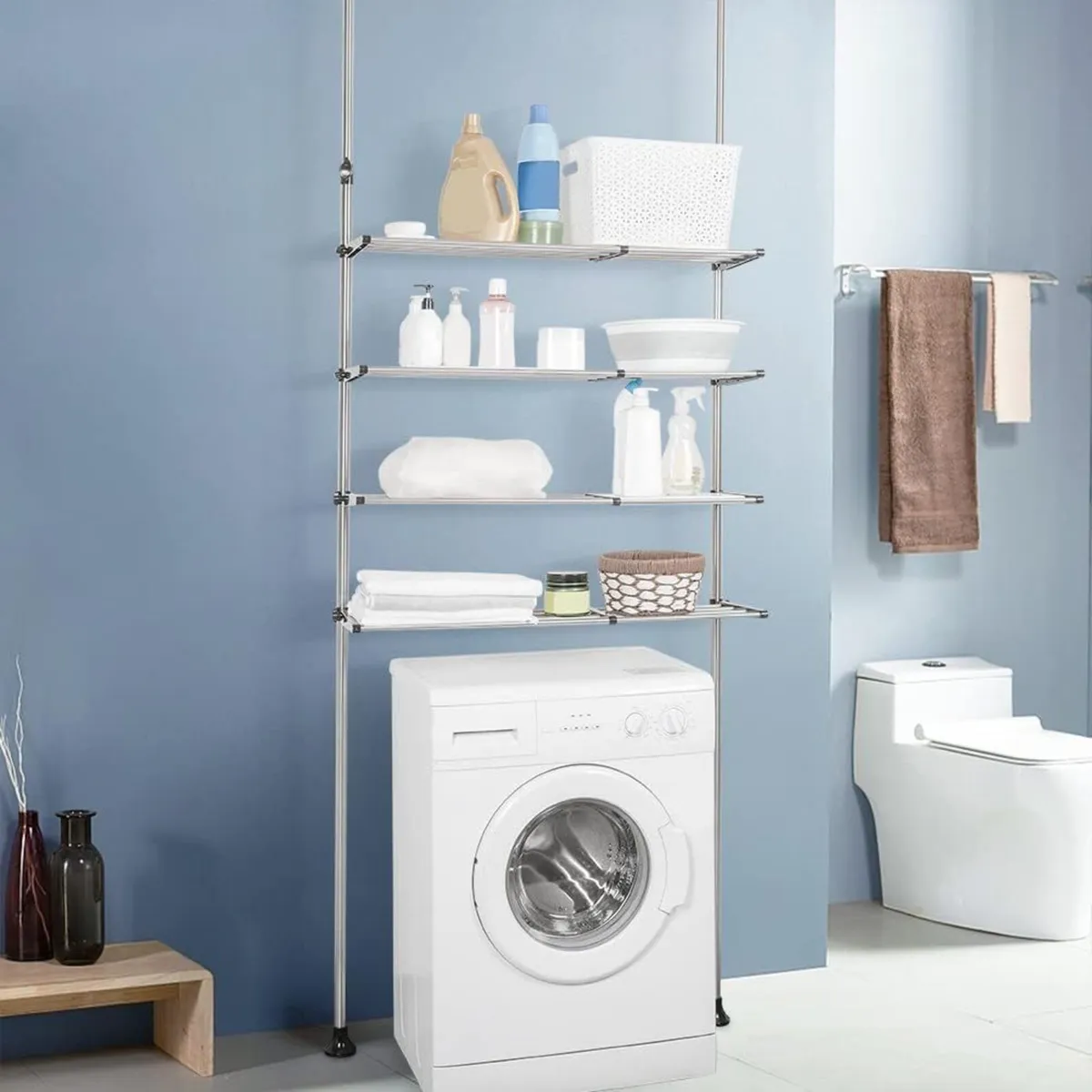 4-Tier Expandable Laundry Shelf Over Toilet - Image 2