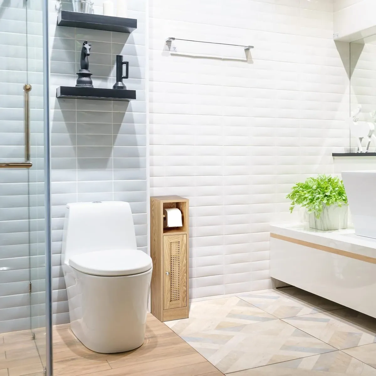 Bathroom Cabinet Toilet Roll Holder Free-standing - Image 2