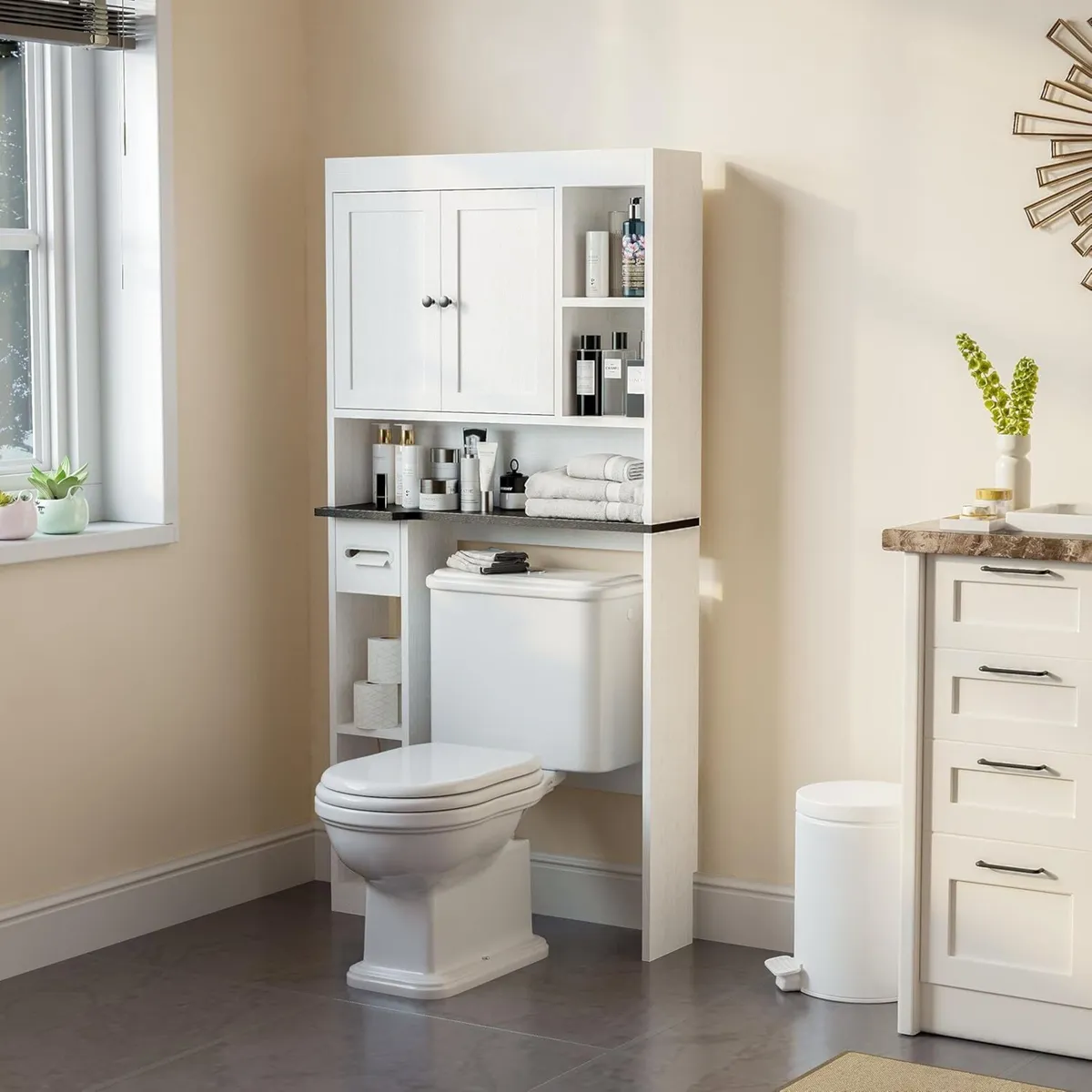 Over The Toilet Storage Cabinet with 7 Shelves - Image 1