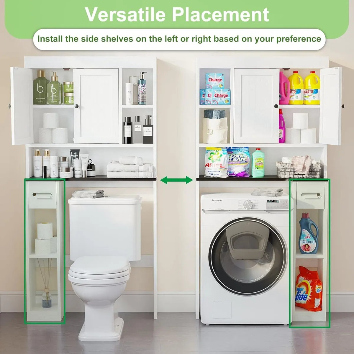 Over The Toilet Storage Cabinet with 7 Shelves - Image 3