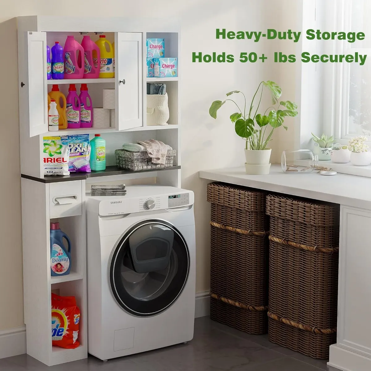 Over The Toilet Storage Cabinet with 7 Shelves - Image 4