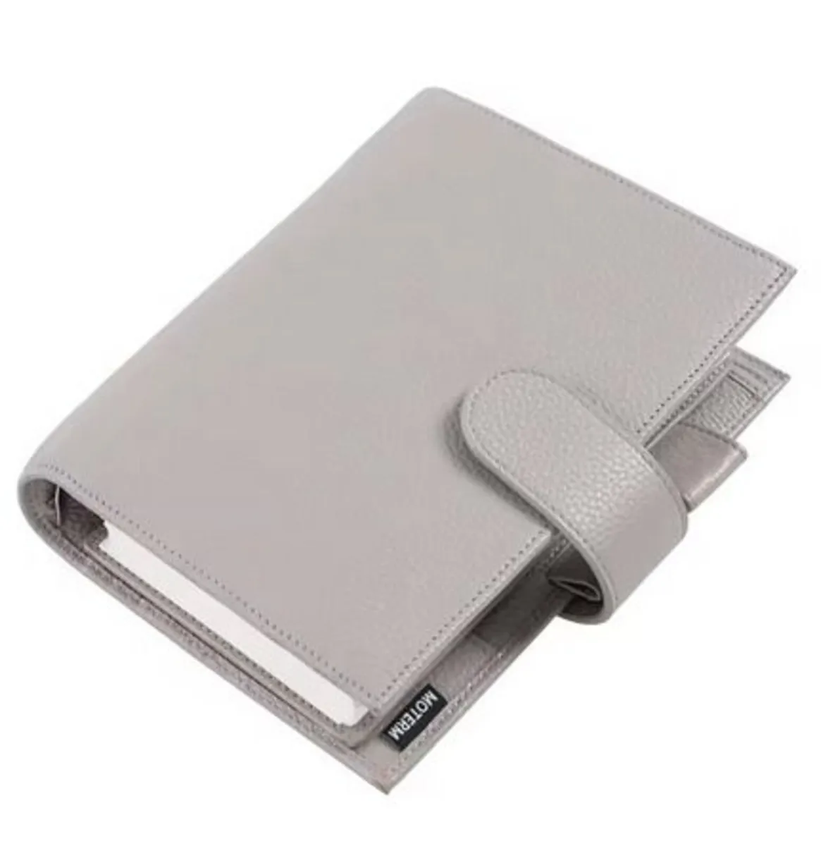 Moterm Rings Planner, Pebbled Grey Leather - Image 1