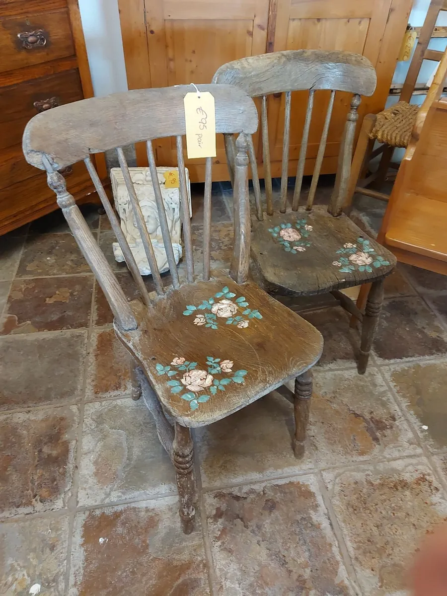 Pair 19th century Irish farmhouse chairs - Image 1