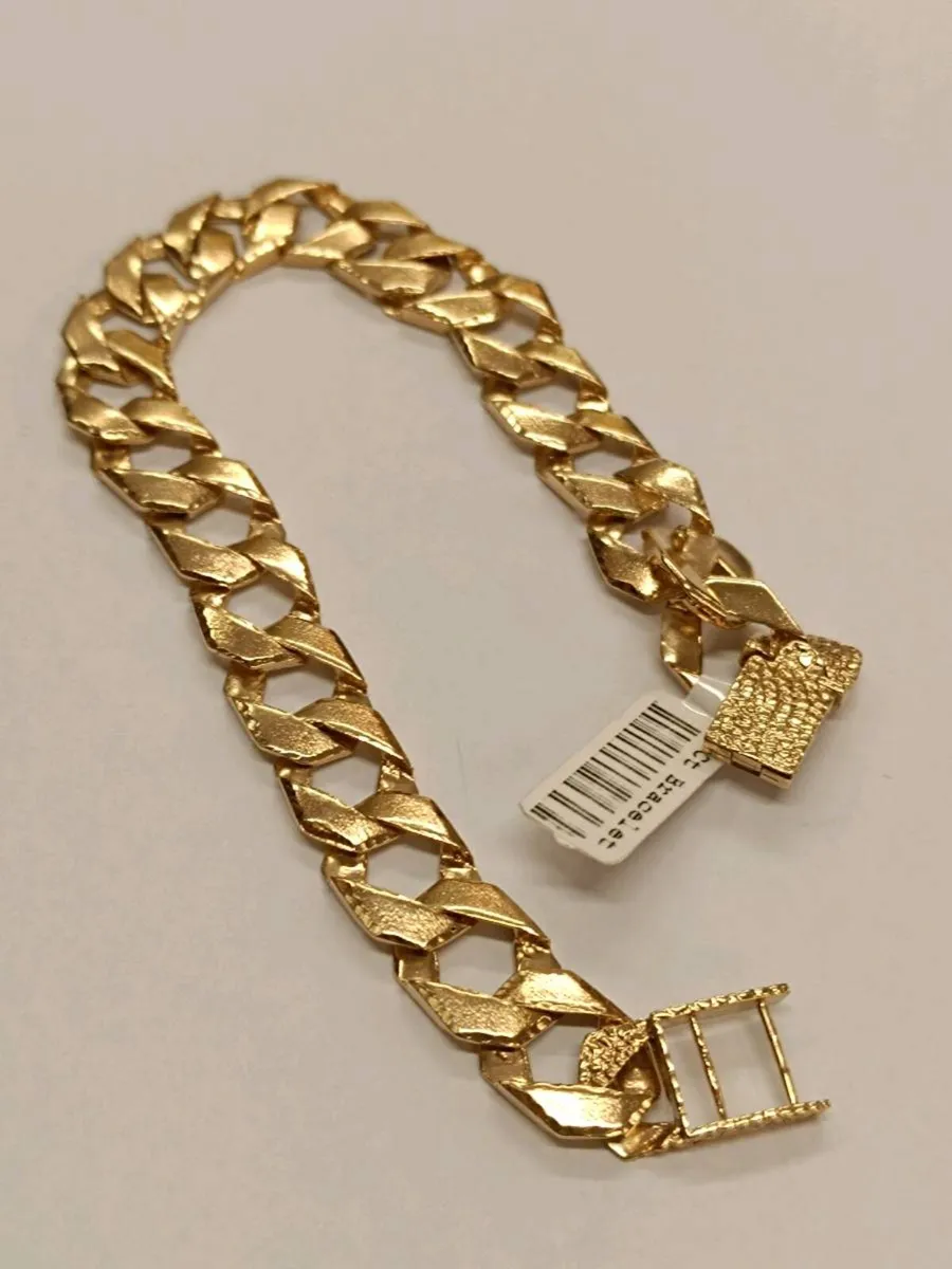 9k Gold Men's Curb Chaps Bracelet - Image 4