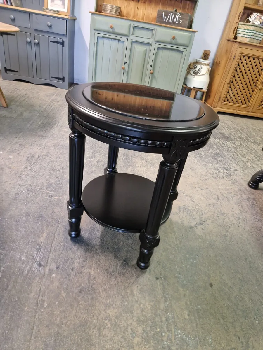 Vintage marble top oak side table - Image 2