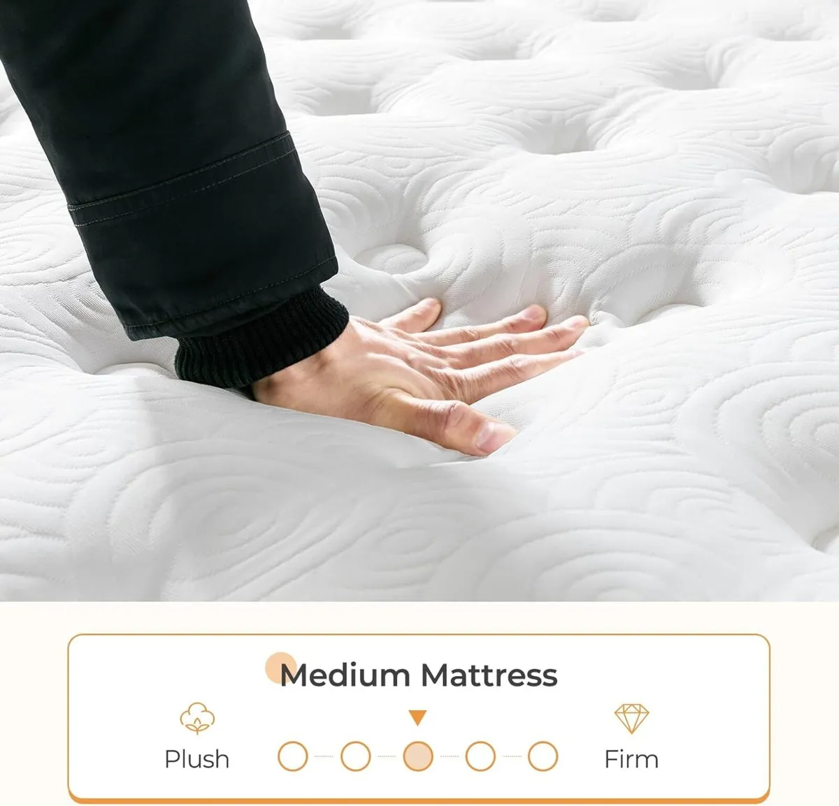 3FT Single Mattress 10.6 Inch Pocket Sprung with - Image 3