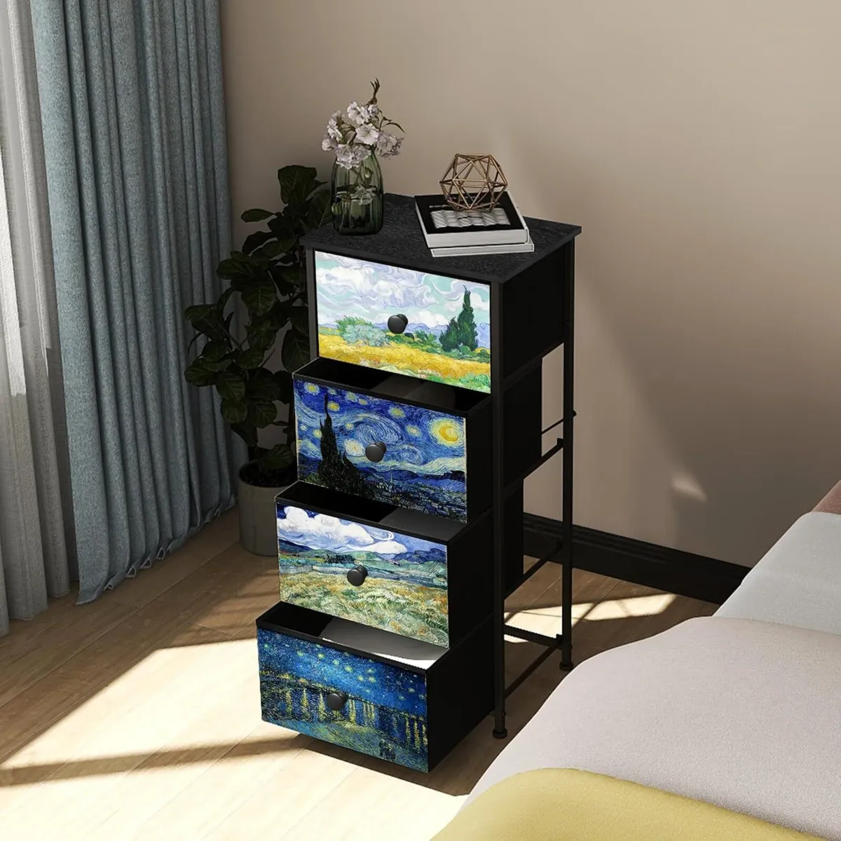 Chest of Drawers with Fabric Van Gogh Style Slim - Image 4