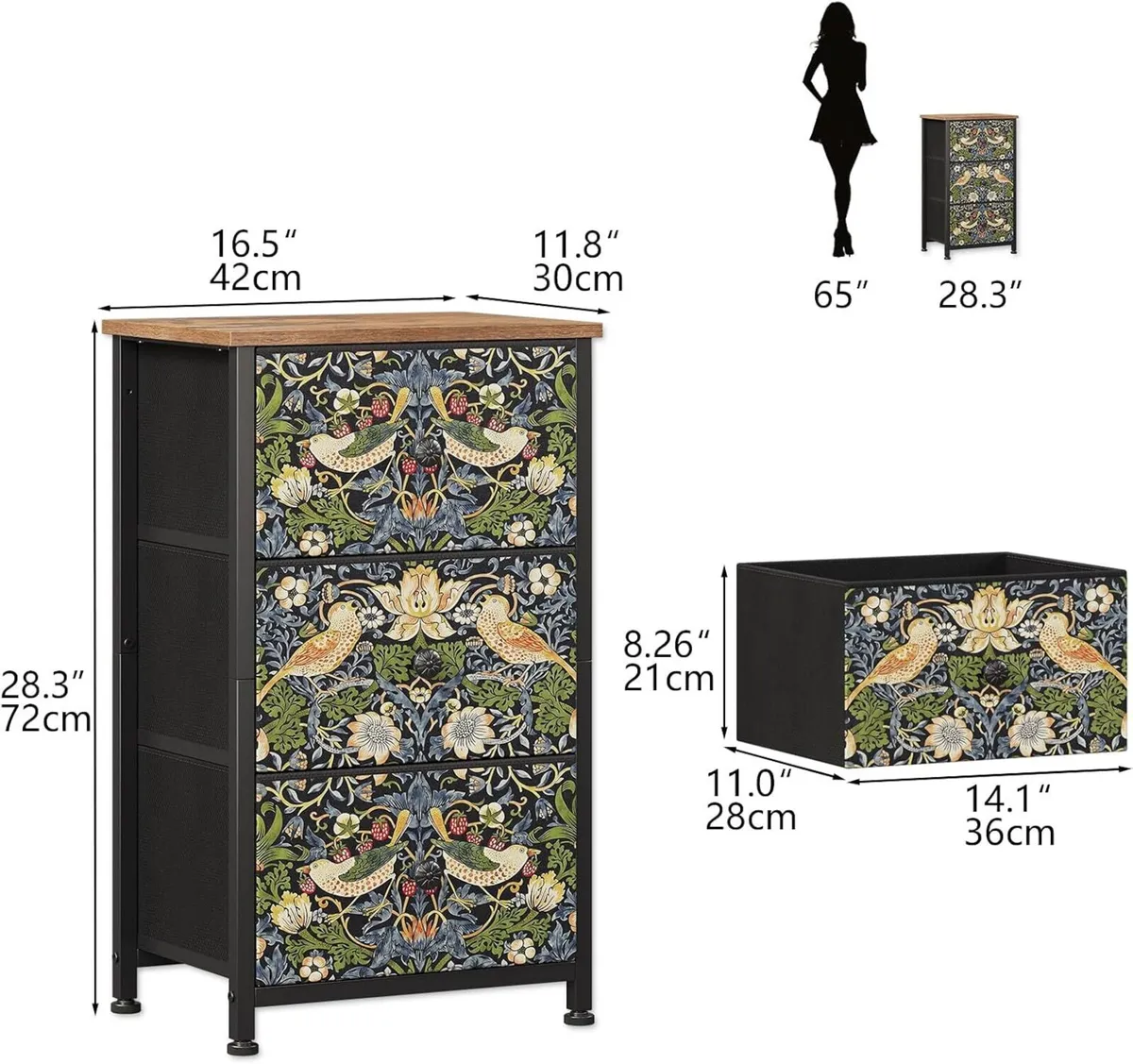 Chest of Drawers Made Fabric Narrow Dresser - Image 3