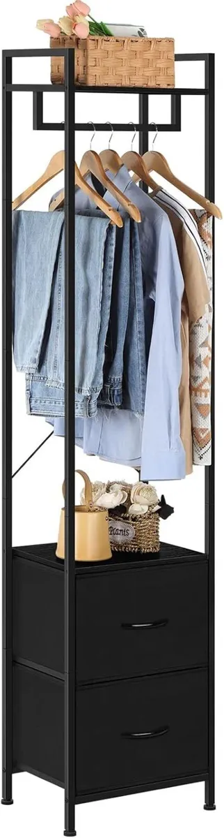 180CM Tall Clothes Rail with Drawers Narrow - Image 1