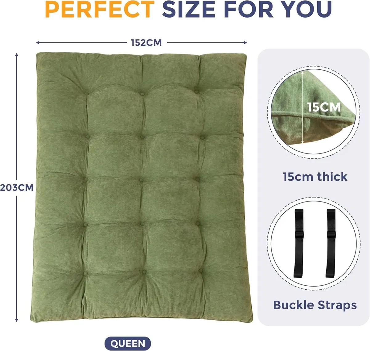 Futon Mattress Chenille Fabric 15cm Thicken Roll - Image 2