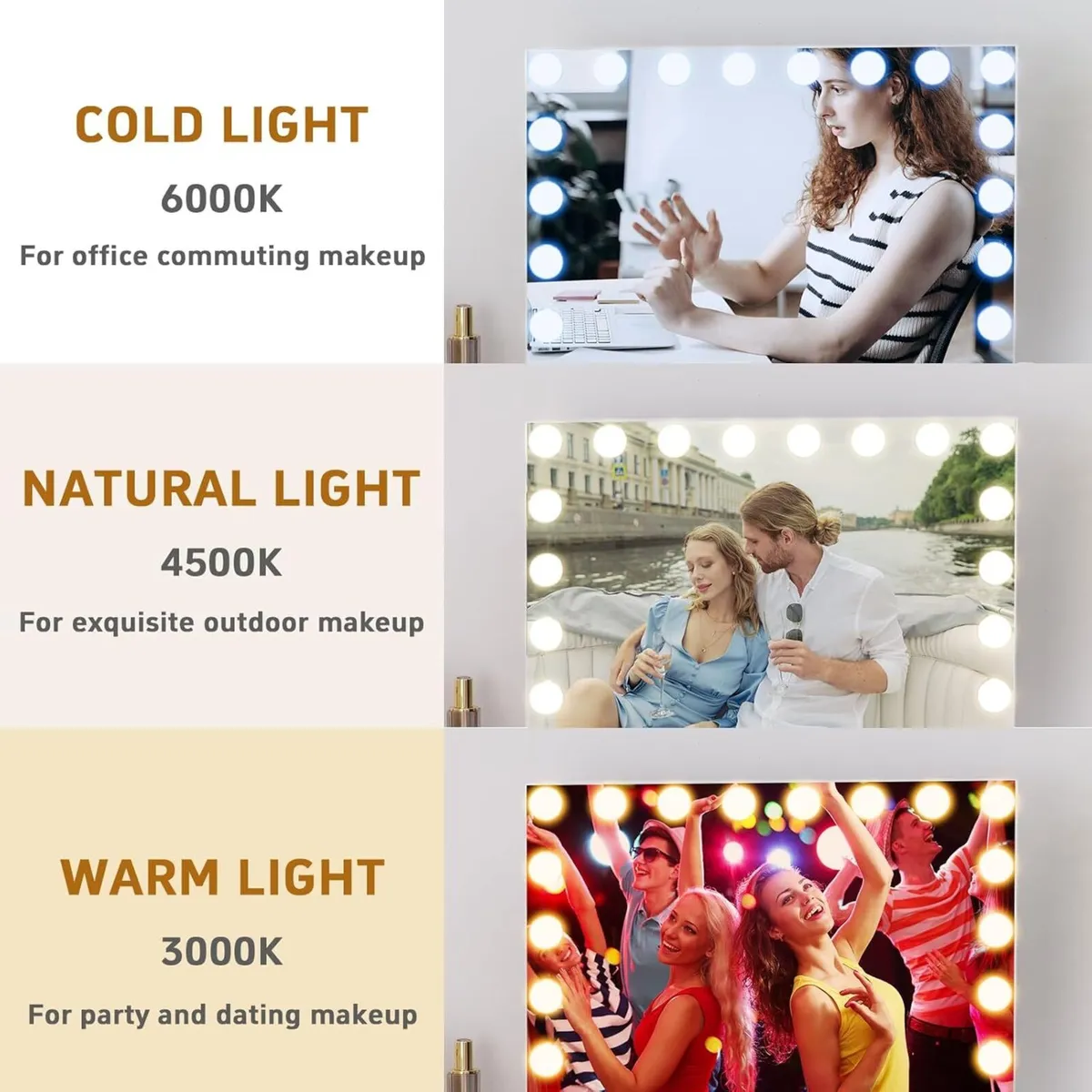 Hollywood Mirror with Lights 18 LED Bulbs 80x58 - Image 3