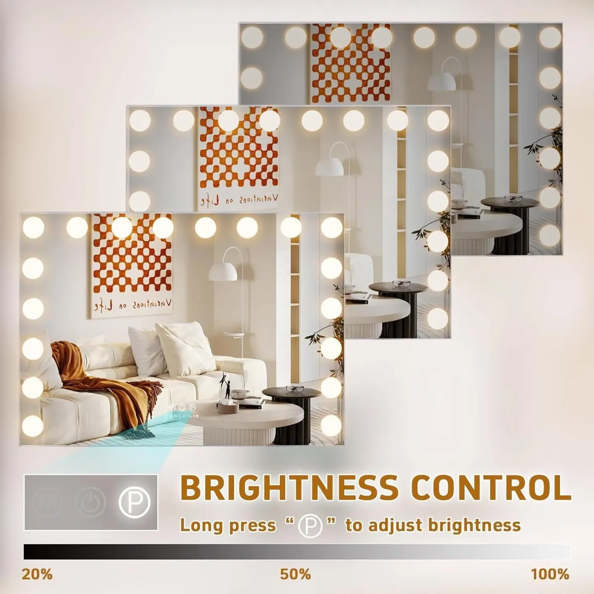Hollywood Mirror with Lights 18 LED Bulbs 80x58 - Image 4