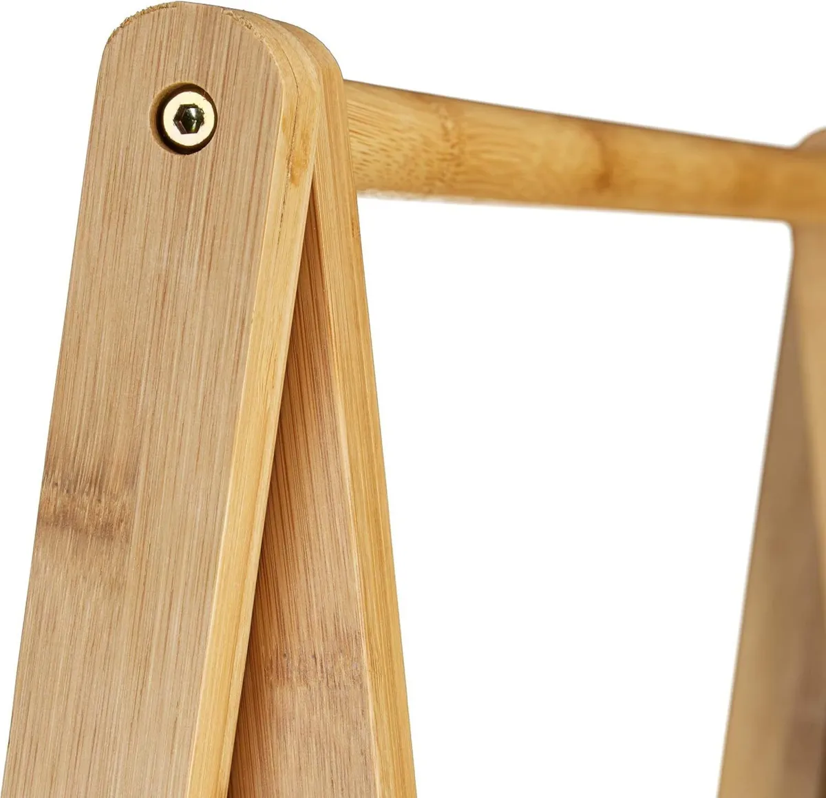 Bamboo Clothes Stand 2 Shelves Garment Rails - Image 4