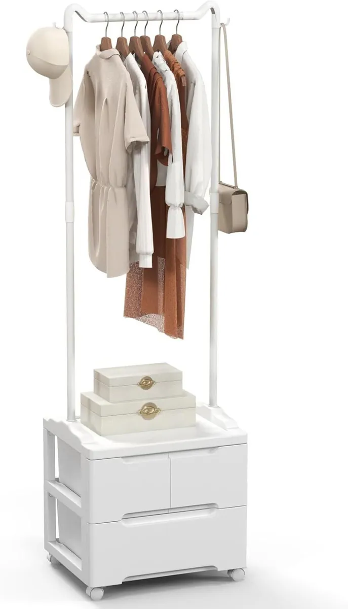 3 Drawer Freestanding Clothes Hanger with Side - Image 1