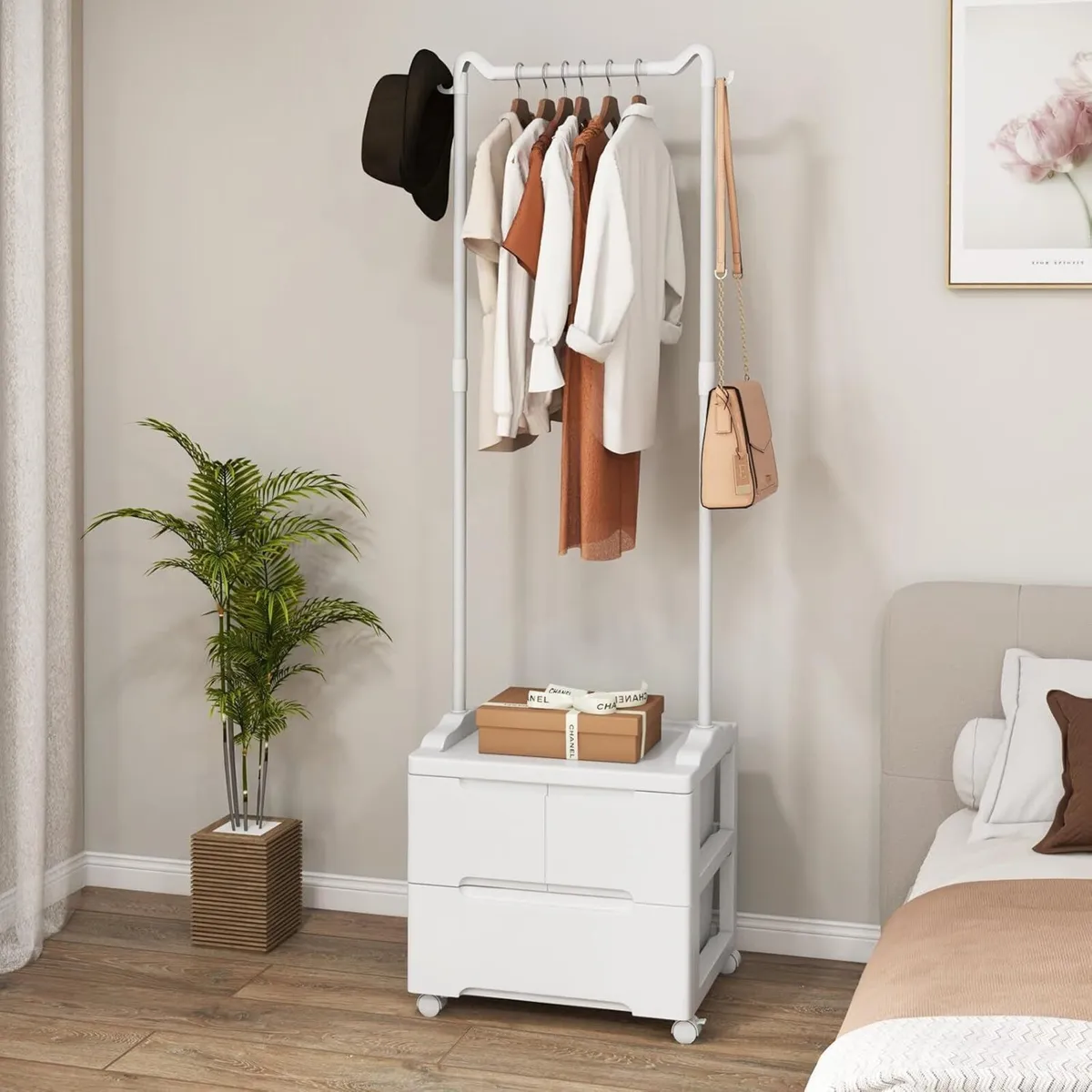 3 Drawer Freestanding Clothes Hanger with Side - Image 2