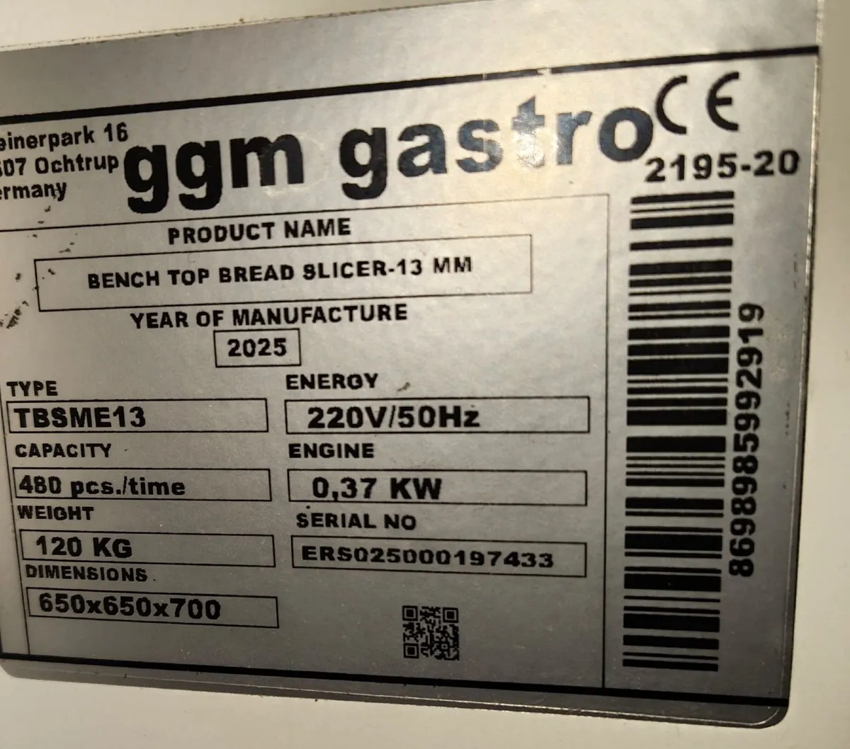 Commercial Bread Slicer – GGM Gastro 13mm Like New - Image 3