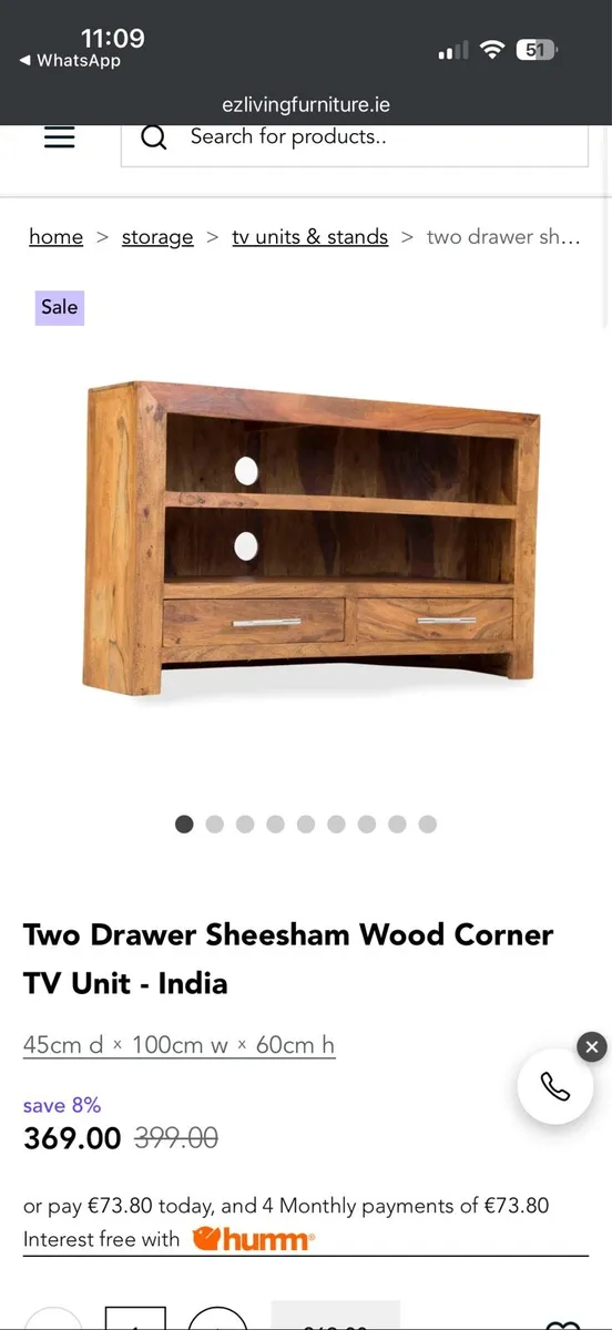 TV Stand - Sheesham Wood - Image 3